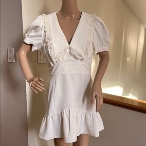 Elegant White Lace Trim Dress